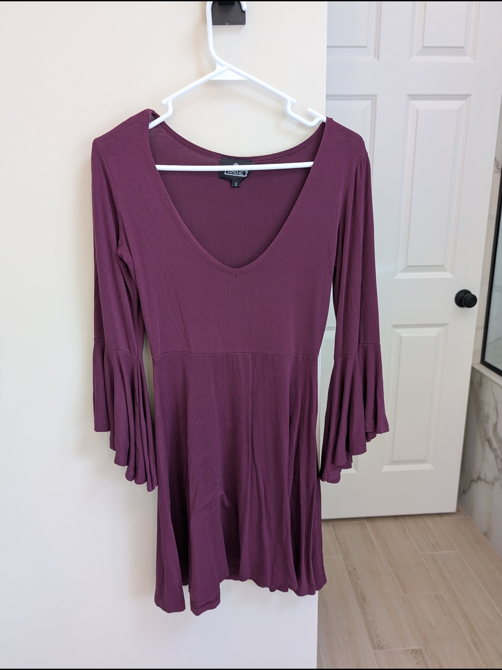Angie Plum Long Sleeve Bell Sleeve Dress